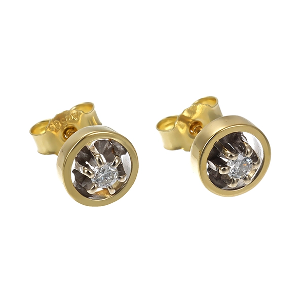Ohrstecker, 14K, Gelb-/Weißgold, Brillanten