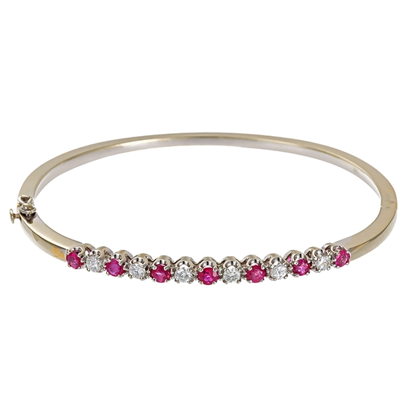 Armreif, 18K, Weißgold, Rubin, Brillant