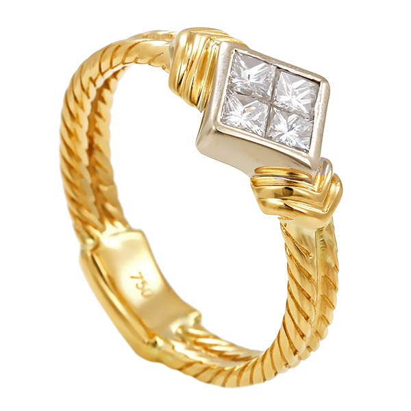 Diamantring, 18K, Gelb-/Weißgold, Diamant 0,40 ct