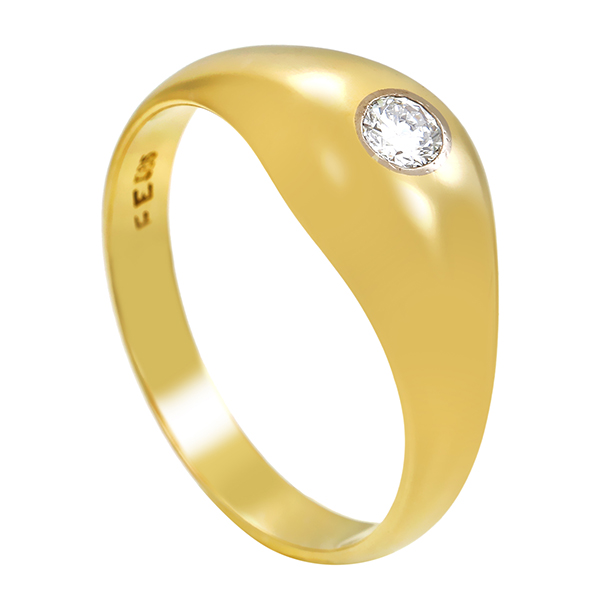 Herrenring, 14K, Gelbgold, Brillant