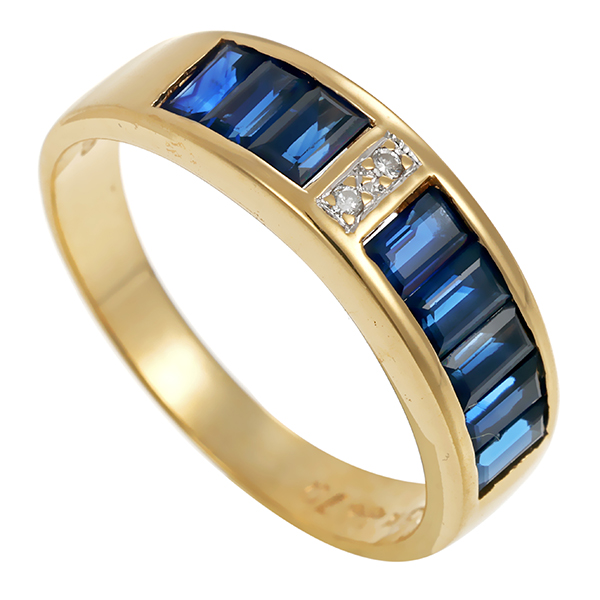 Ring, 18K, Gelbgold, Saphire, Brillanten