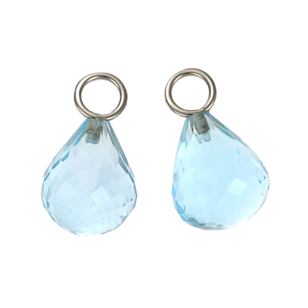 Einhänger, Creolen, 14K, Weißgold, Topas blau