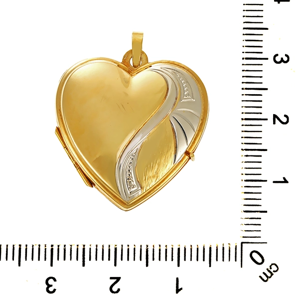 Medaillon, 14K, Gelb-/Weißgold, Herz