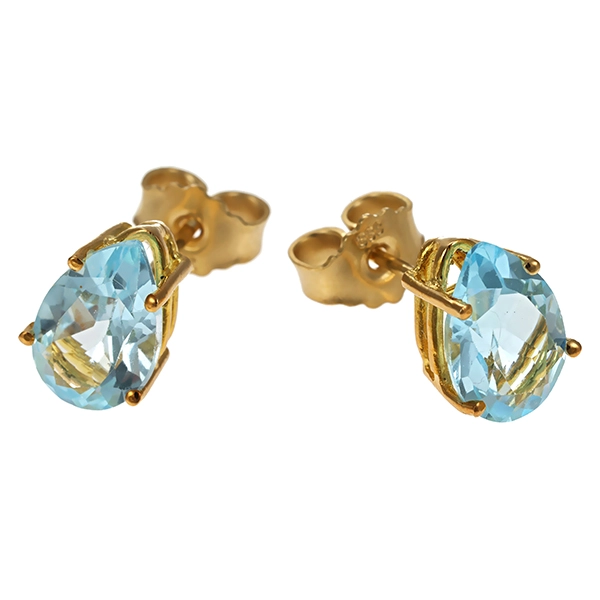 Ohrringe, 8K, Gelbgold, Topas blau