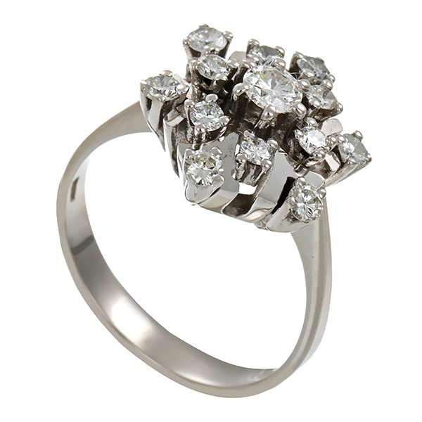 Ring, 14K, Weißgold, Brillanten