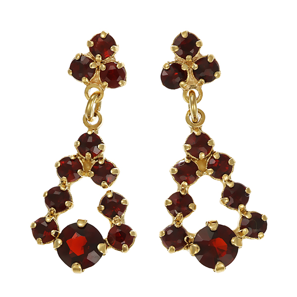 Steckhänger, 8K, Gelbgold, Granat