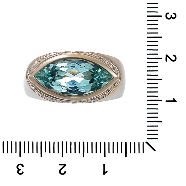 Ring, 18K, Weißgold, Aquamarin, Brillant