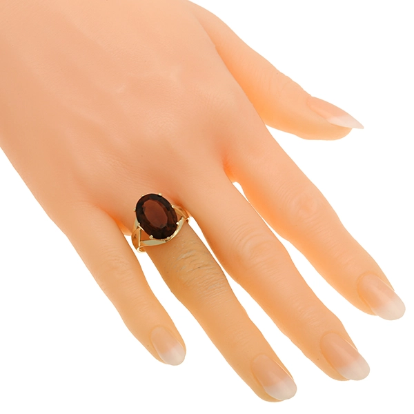 Damenring, 14K, Gelbgold, Rauchquarz, U55