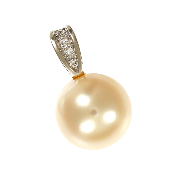 Anhänger, 14K, Gelbgold, Perle, Brillanten 