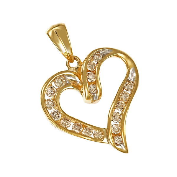 Anhänger, 10K, Gelbgold, Brillanten, Herz