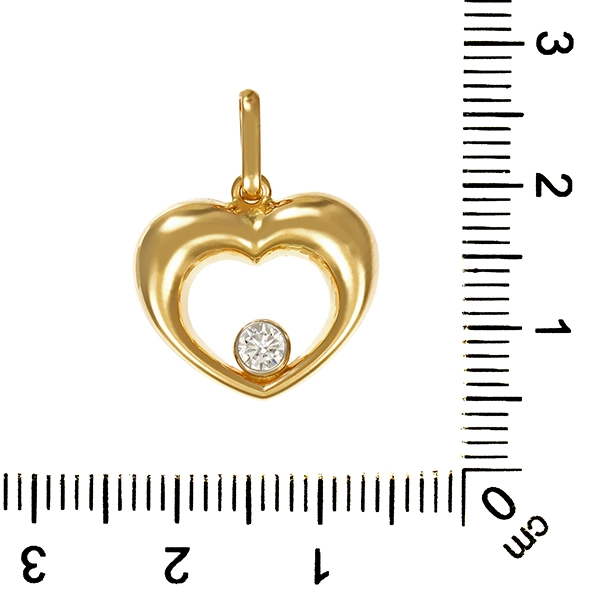 Anhänger, 14K, Gelbgold, Zirkonia, Herz