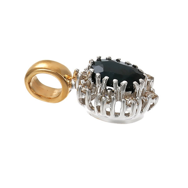 Anhänger, 14K, Gelb-/Weißgold, Saphir, Brillanten