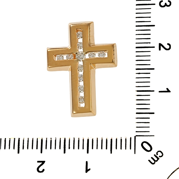 Anhänger, 14K, Gelbgold, Brillanten 0,17 ct, Kreuz