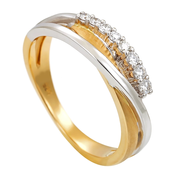 Diamantring, 14K, Gelb-/Weißgold, Brillanten