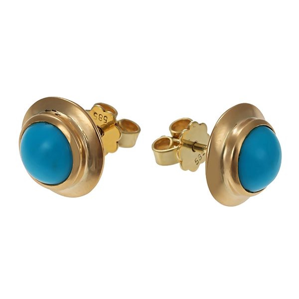 Ohrstecker, 14K, Gelbgold, Türkis