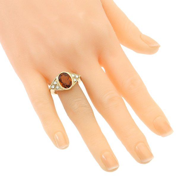 Ring, 18K, Gelbgold, Citrin, Brillant