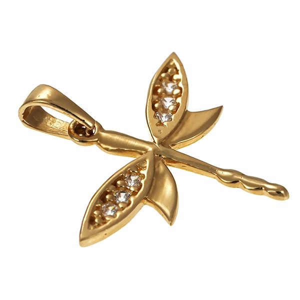 Anhänger, 14K, Gelbgold, Libelle