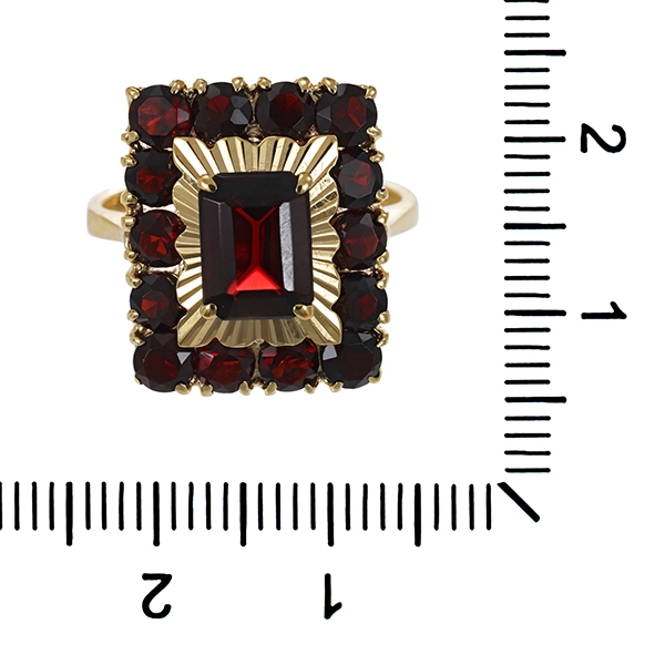 Ring, 14K, Gelbgold, Granat