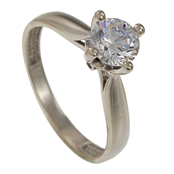Ring, 14K, Weißgold, Zirkonia
