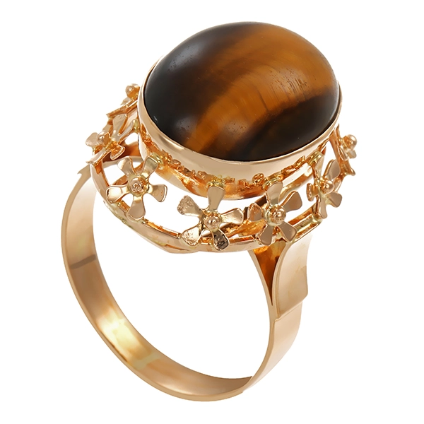 Ring, 14K, Gelbgold, Tigerauge