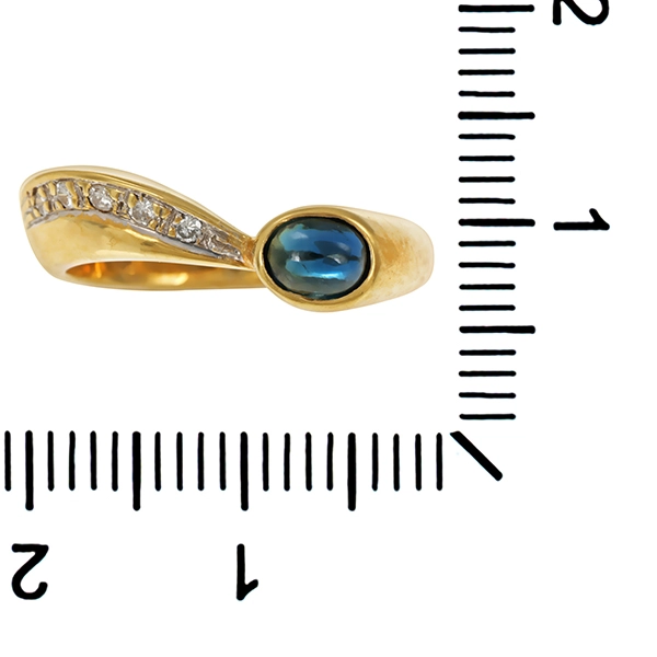 Ring, 14K, Gelbgold, Brillant, Saphir