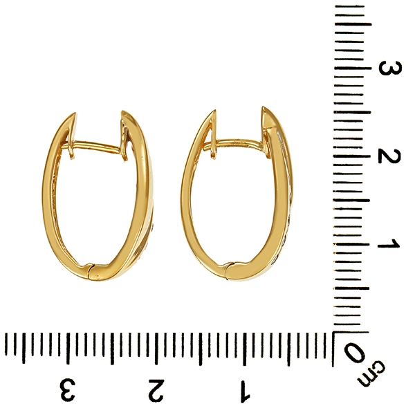 Creolen, 14K, Gelb-/Weißgold, Brillanten 0,12 ct