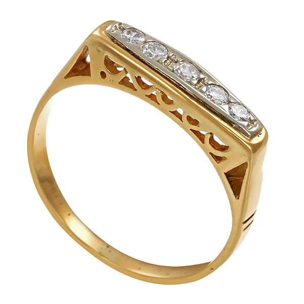 Ring, 18K, Gelb-/Weißgold, Brillant