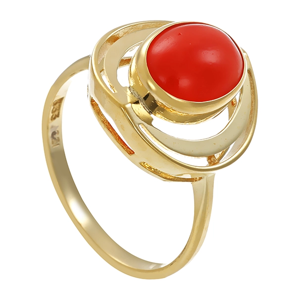 Ring, 8K, Gelbgold, Koralle, U57