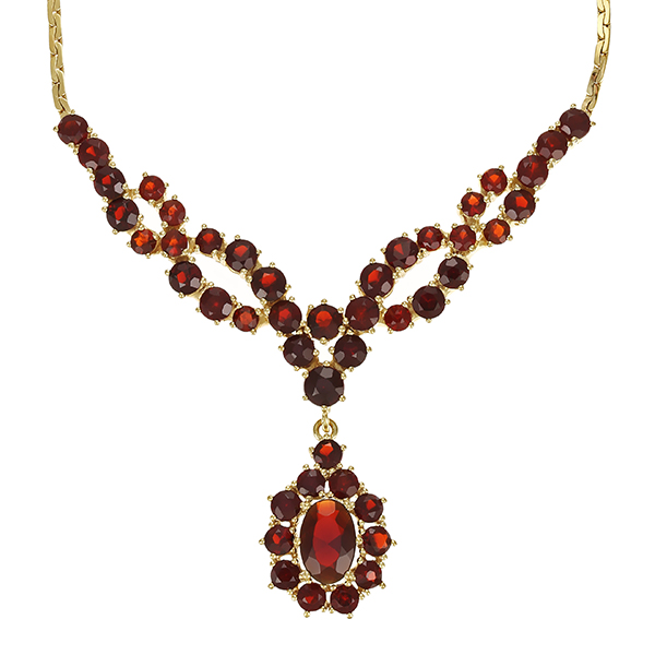 Collier, 8K, Gelbgold, Granat