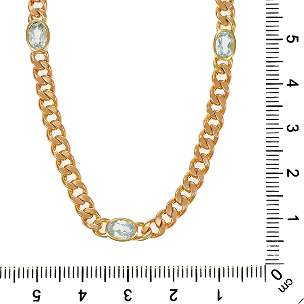 Collier, 9K, Gelbgold, Topas blau