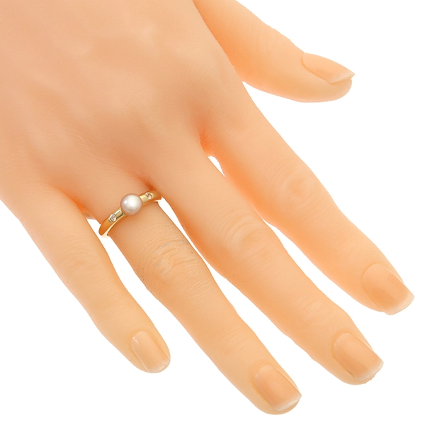 Ring, 18K, Gelbgold, Perle, Zirkonia