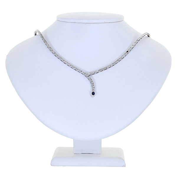 Collier, 18K, Weißgold, Brillanten, Diamanten, Saphir