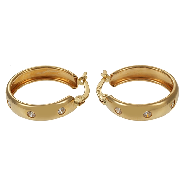 Creolen, 14K, Gelbgold, Zirkonia