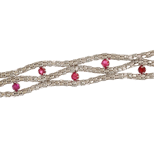 Armband, 14K, Weißgold, Rubine