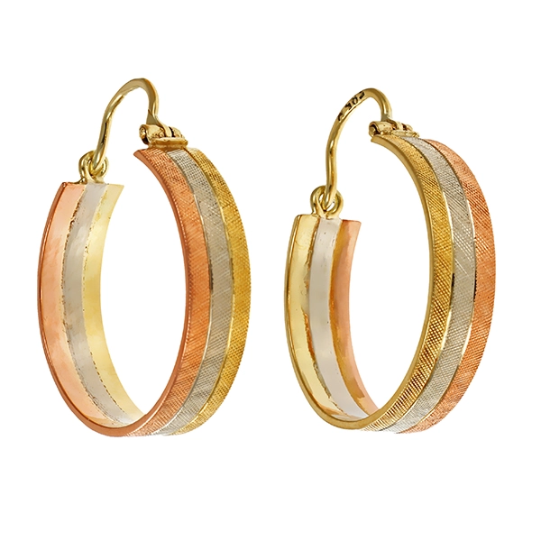 Creolen, 14K, Rot-/Gelb-/Weißgold