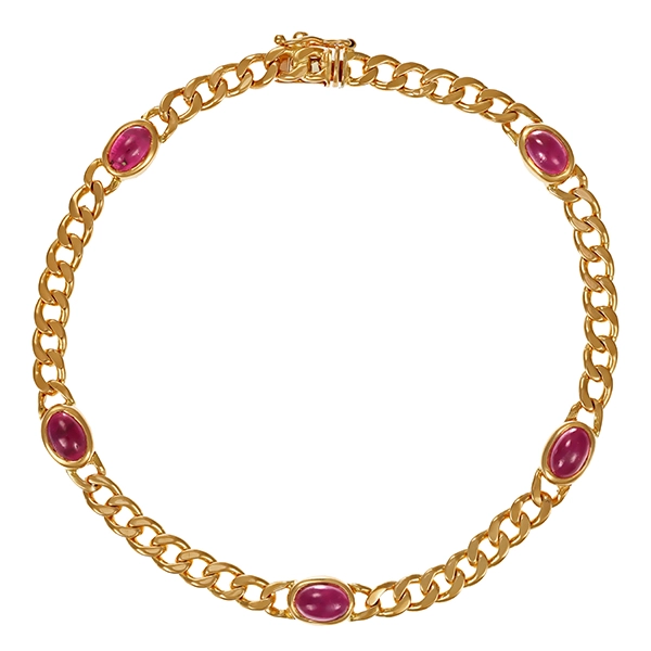 Armband, 14K, Gelbgold, Rubin, Panzer-