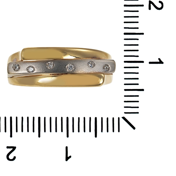 Ring, 14K, Gelb-/Weißgold, Zirkonia