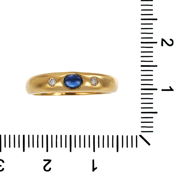 Ring, 14K, Gelbgold, Saphir, Brillanten