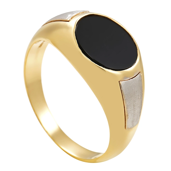 Ring, 14K, Gelbgold, Onyx