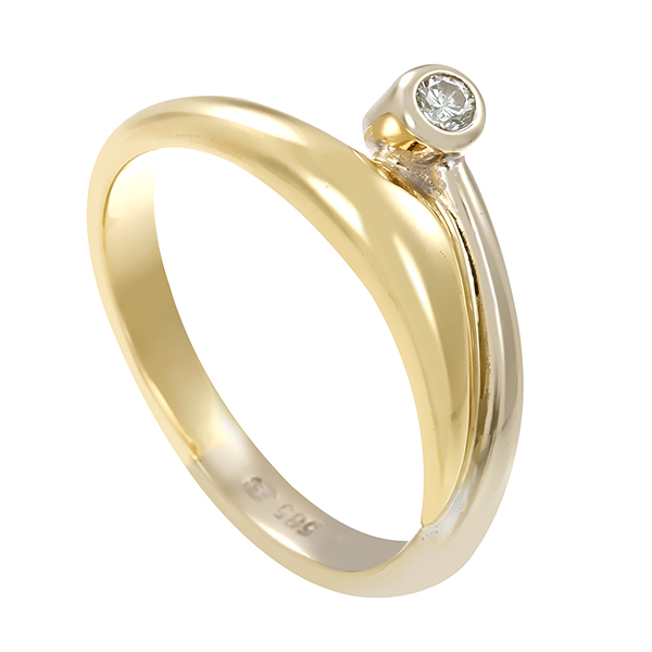 Diamantring, 14K, Gelb-/Weißgold, Brillant
