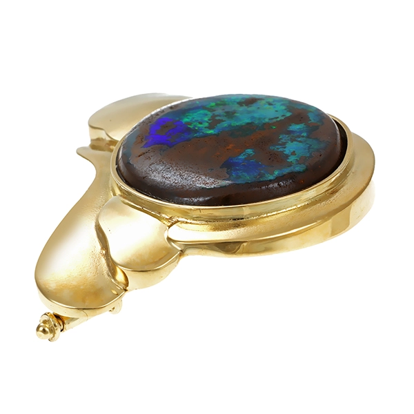 Brosche, 14K, Gelbgold, Opal
