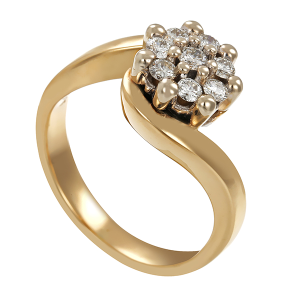 Ring, 14K, Gelb-/Weißgold, Brillanten