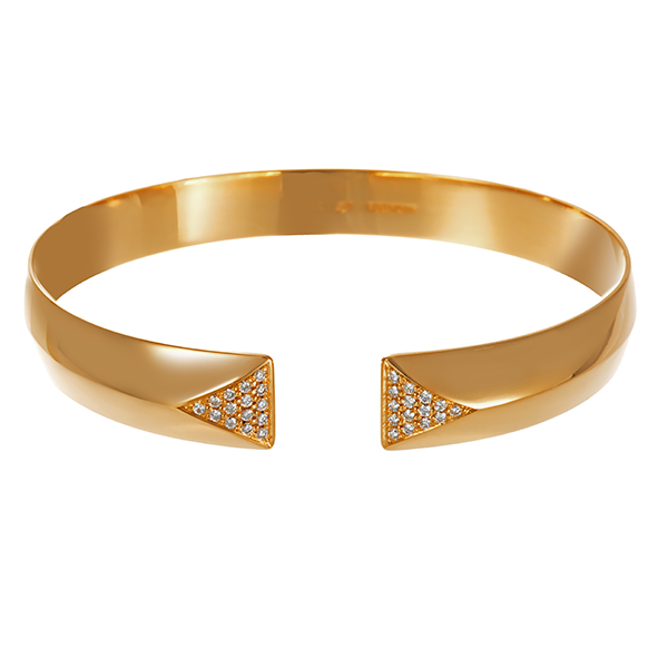 Armreif, 18K, Gelbgold, Brillanten 0,30 ct, Handarbeit