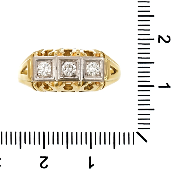 Diamantring, 14K, Gelb-/Weißgold, Brillanten 0,21 ct