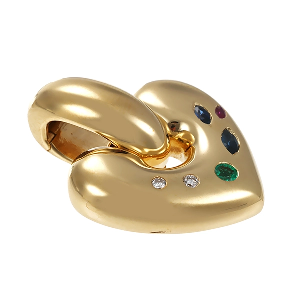 Anhänger, 14K, Gelbgold, Brillant, Saphir, Rubin, Smaragd