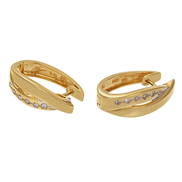 Creolen, 14K, Gelb-/Weißgold, Brillanten 0,12 ct