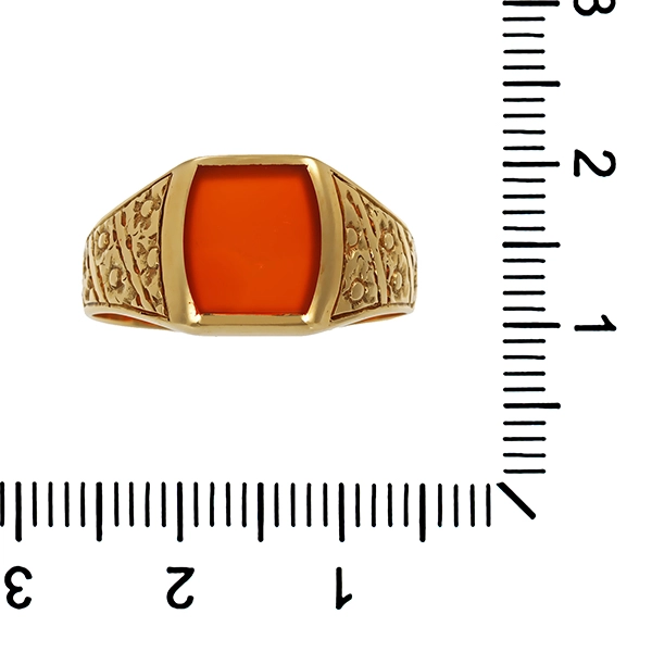 Herrenring, 14K, Gelbgold, Karneol