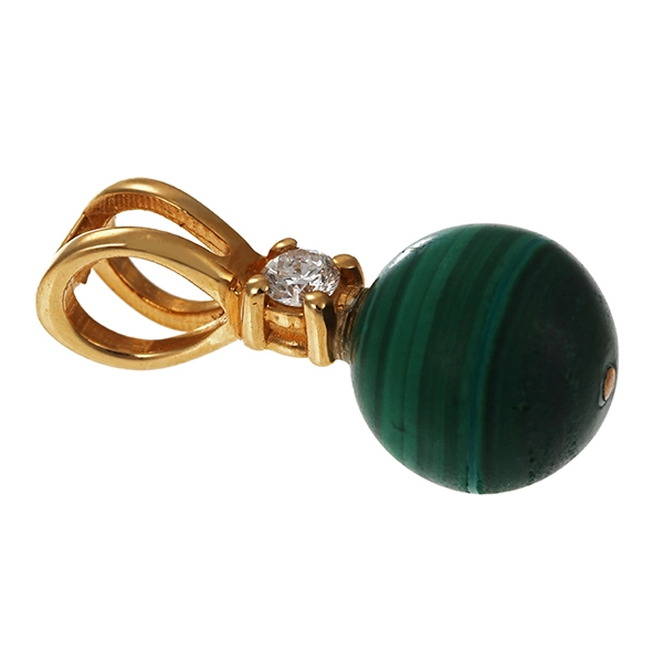 Anhänger, 18K, Gelbgold, Malachit, Brillant