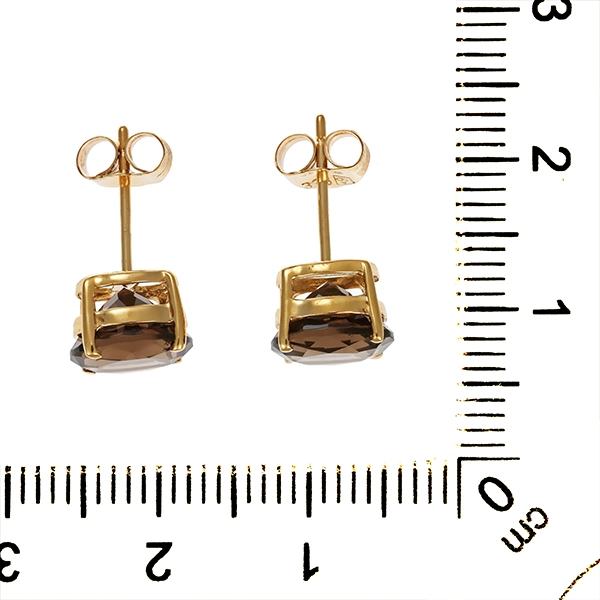 Ohrstecker, 8K, Gelbgold, Rauchquarz