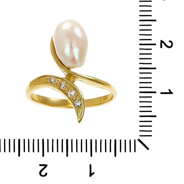 Ring, 14K, Gelbgold, Perle & Diamanten, U54